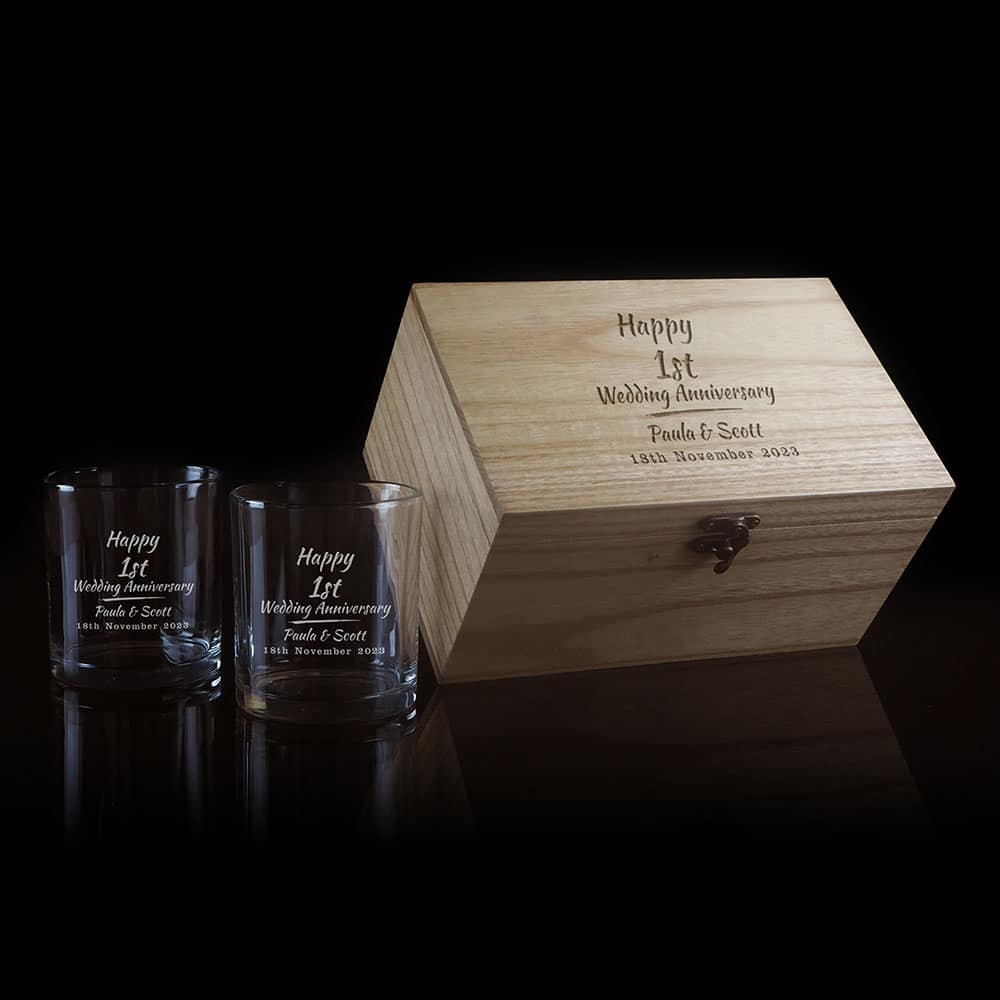 Personalised 1st 'Anniversary' Design Spirit Glass Boxed Gift Set