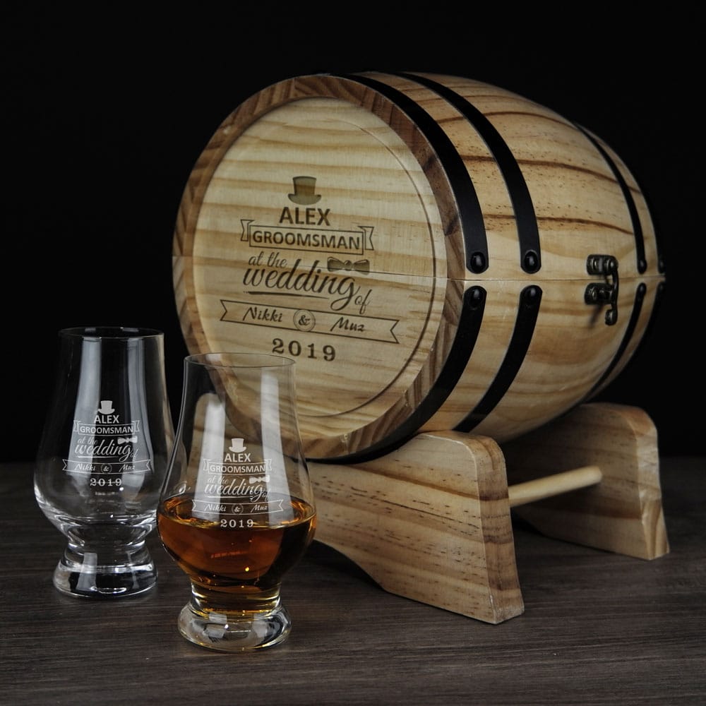 Wedding Design 280ml Whiskey Glass Barrel Gift Set