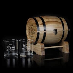 Years of Service Design 280ml Spirit Glass Barrel Gift Set