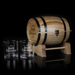 Happy Retirement Design 280ml Spirit Glass Barrel Gift Set