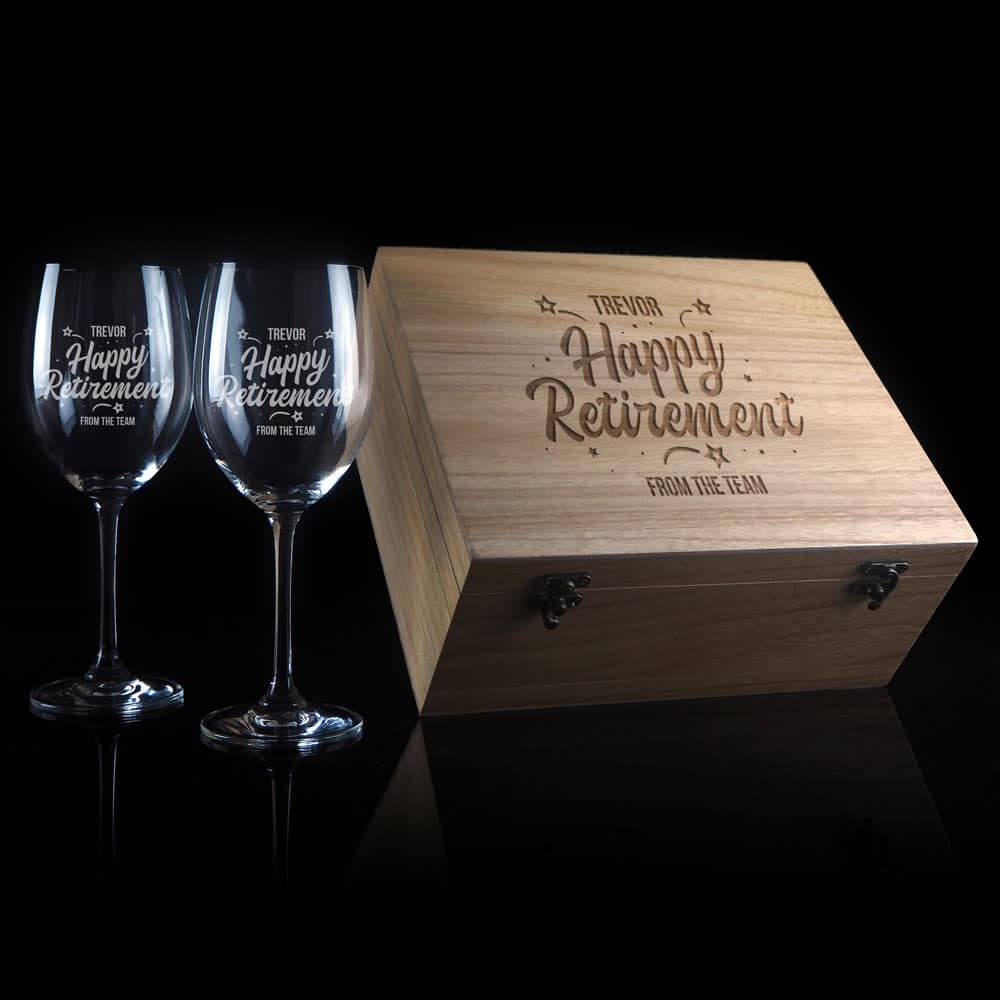 Happy Retirement Design 550 ml Wine Glass Boxed Gift Set
