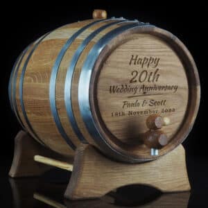 Personalised 20th 'Anniversary' Design Oak Barrel