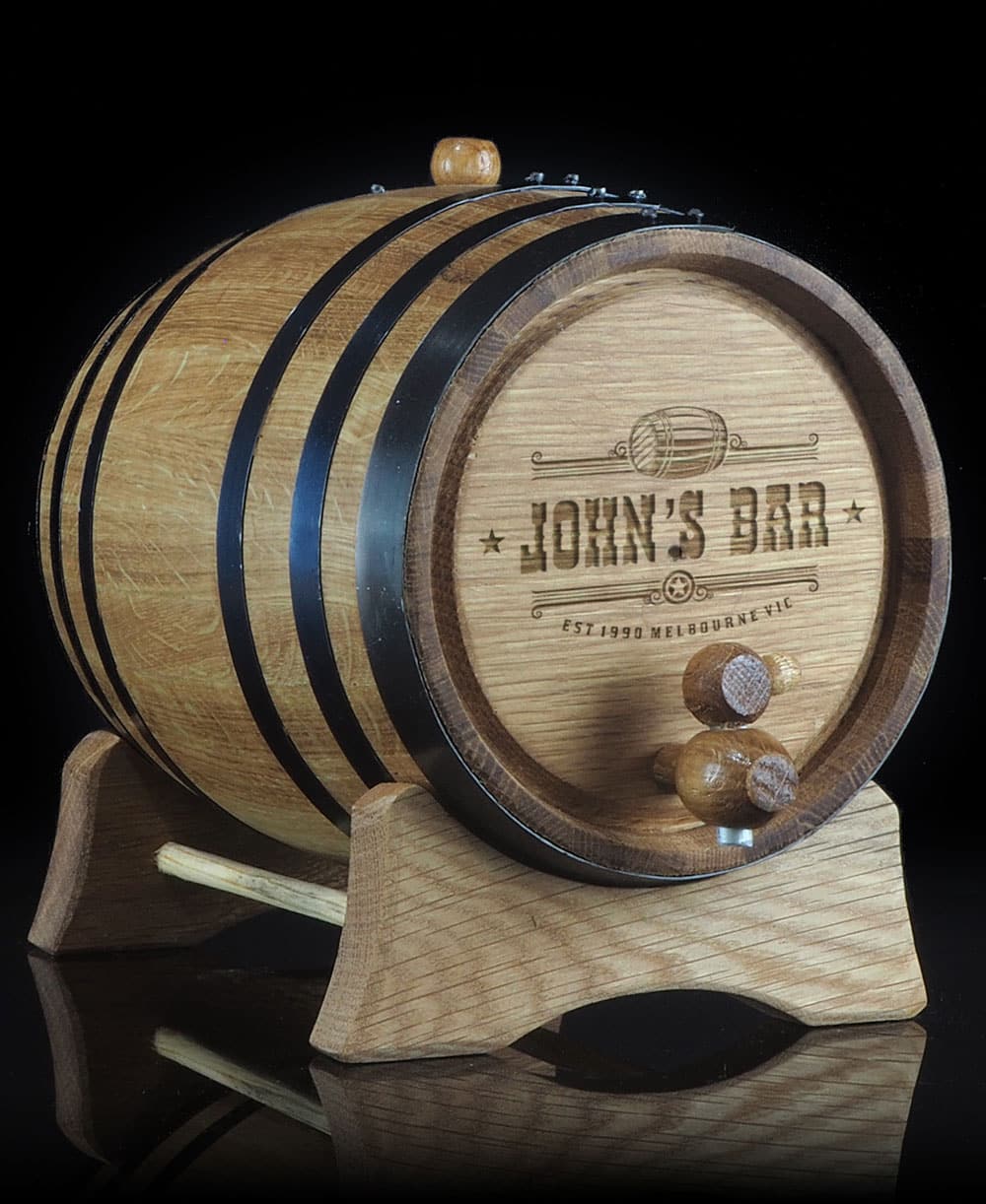 Personalised 'Bar Design' Oak Barrel