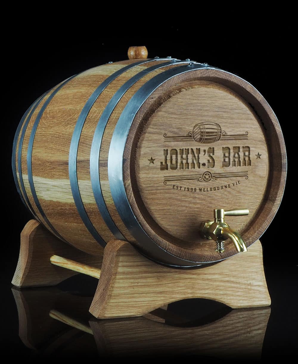 Personalised 'Bar Design' Oak Barrel