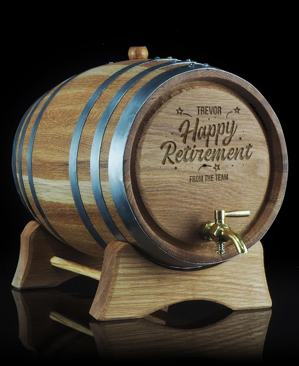 Personalised 'Happy Retirement' Oak Barrel