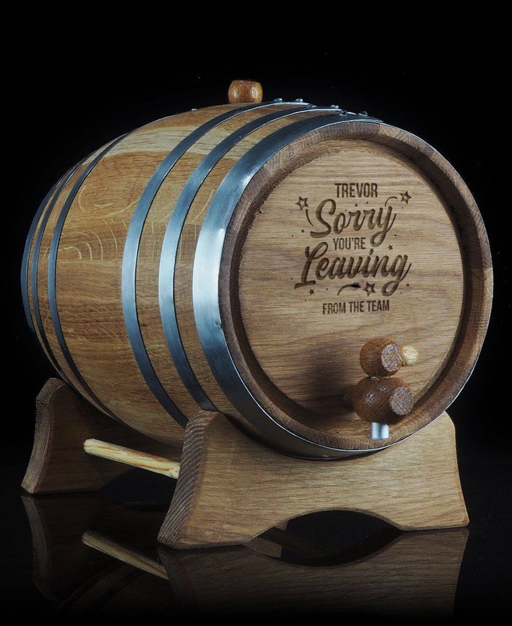 Personalised 'Sorry You're Leaving' Oak Barrel