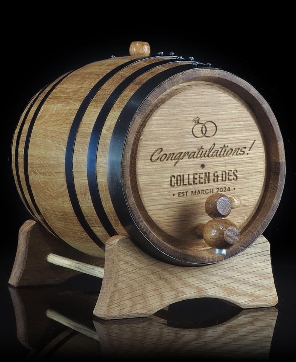 Personalised 'Wedding / Engagement' Design Oak Barrel