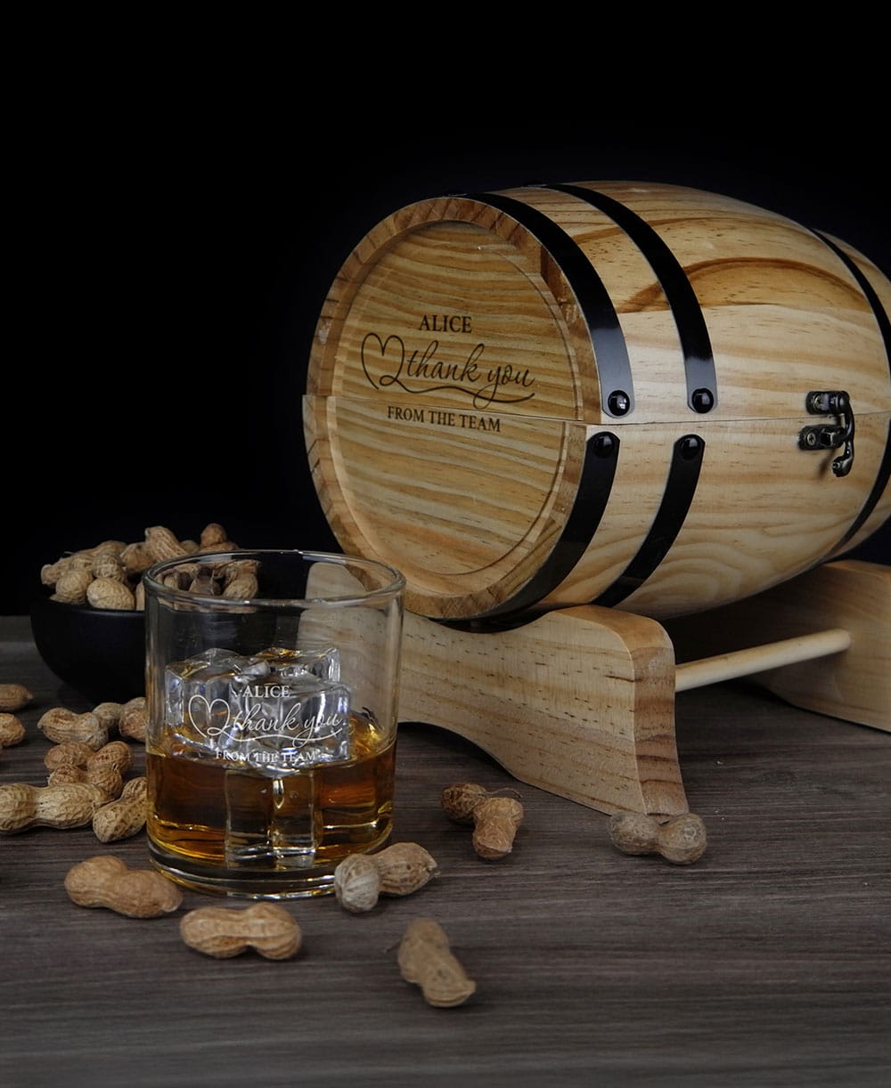 Thank You Design 280ml Spirit Glass Barrel Gift Set