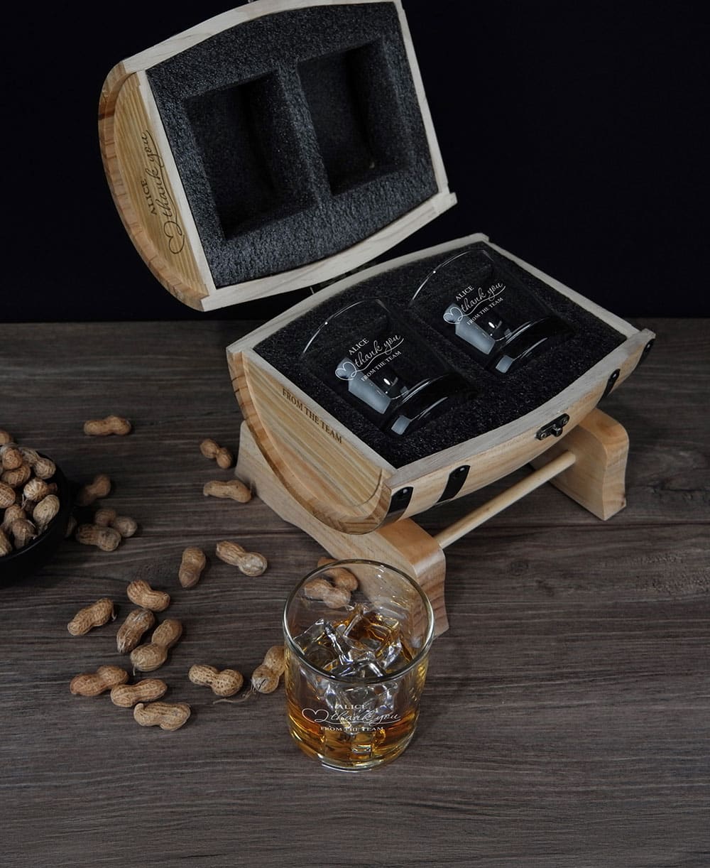 Thank You Design 280ml Spirit Glass Barrel Gift Set