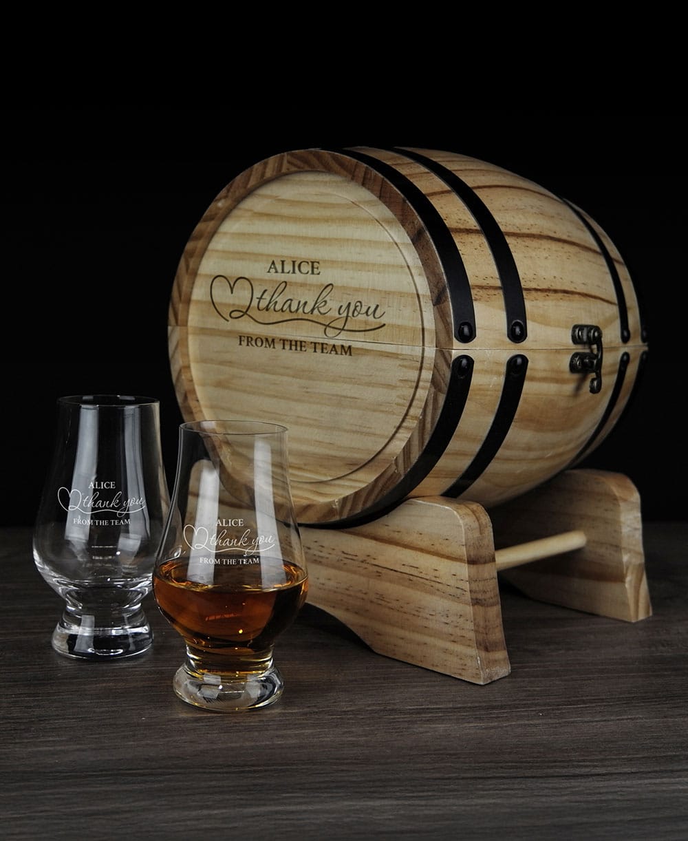 Thank You Design 200ml Whiskey Glass Barrel Gift Set
