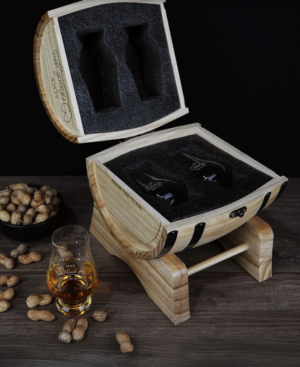 Thank You Design 200ml Whiskey Glass Barrel Gift Set