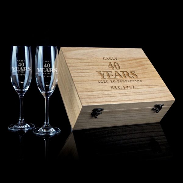 Aged to Perfection 40 Years Design Champagne Flute Boxed Gift Set