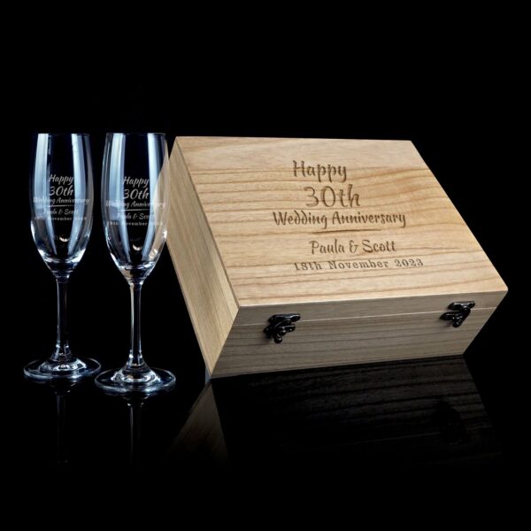 Anniversary 30th Design Champagne Flute Boxed Gift Set