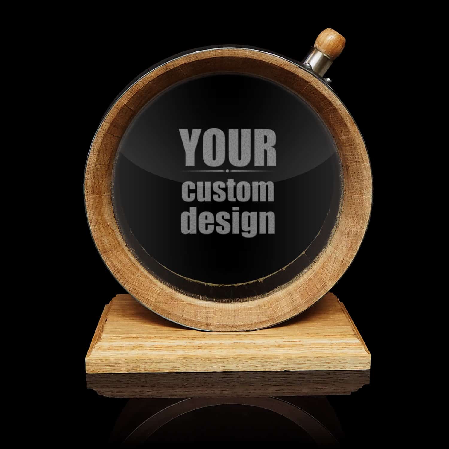 Supply Your Design / Logo 1L Glass Head Oak Flask