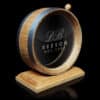 Initials & Surname Design 1L Glass Head Oak Flask