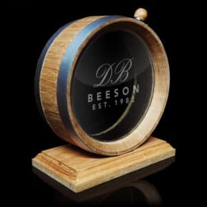 Initials & Surname Design 1L Glass Head Oak Flask