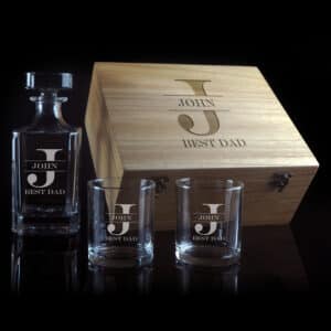 Best Dad Design 750 ml Decanter with 2 spirit Glass Gift Set