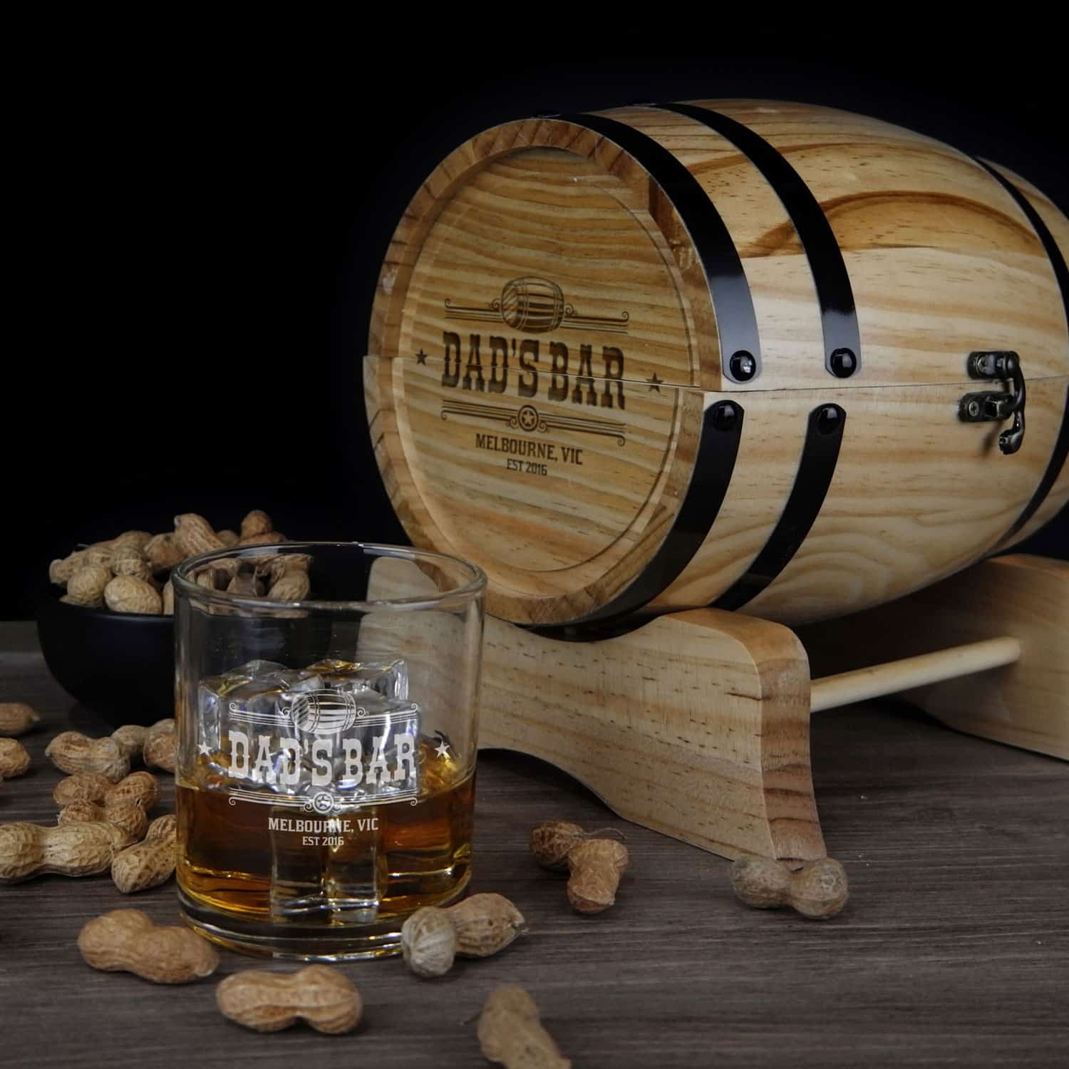 Dad's Bar Design 330ml Spirit Glass Barrel Gift Set