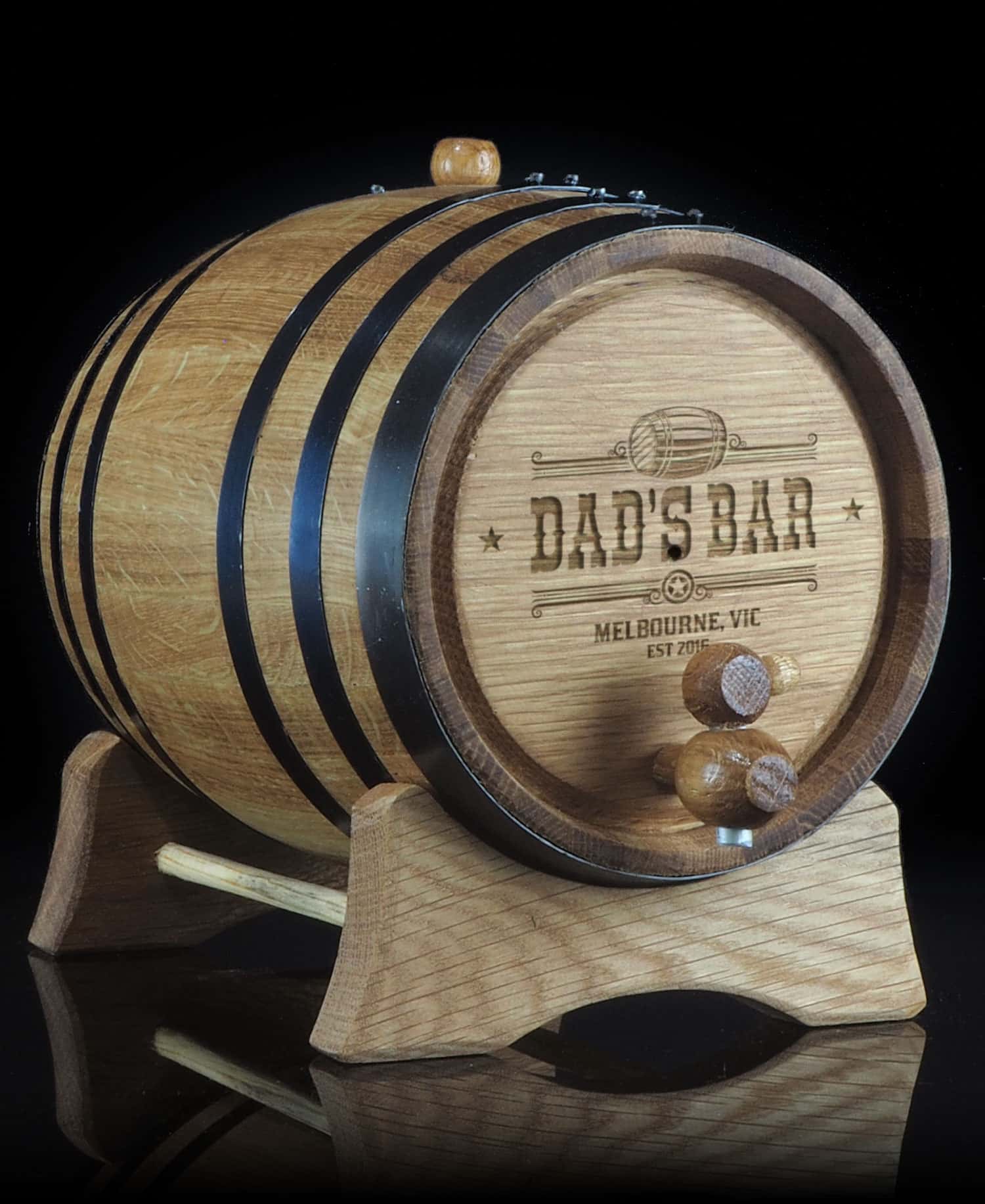 Personalised 'Dad's Bar' Design Oak Barrel